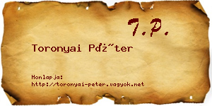 Toronyai Péter névjegykártya